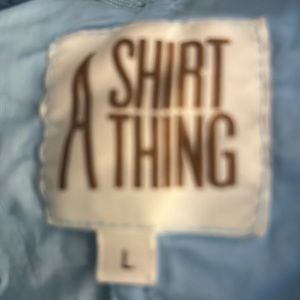 A Shirt Thing light blue cotton shirt/blouse with ruffle collar